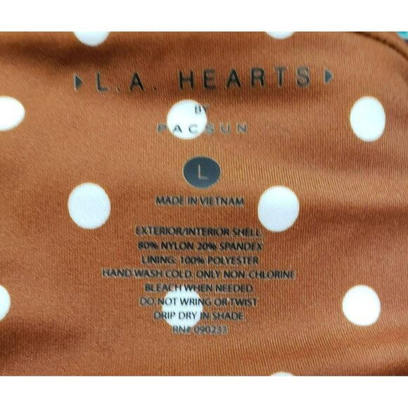 PacSun L.A. Hearts Brown & White Polka Dot Bandeau Bikini Top Large NWT - Picture 5 of 5